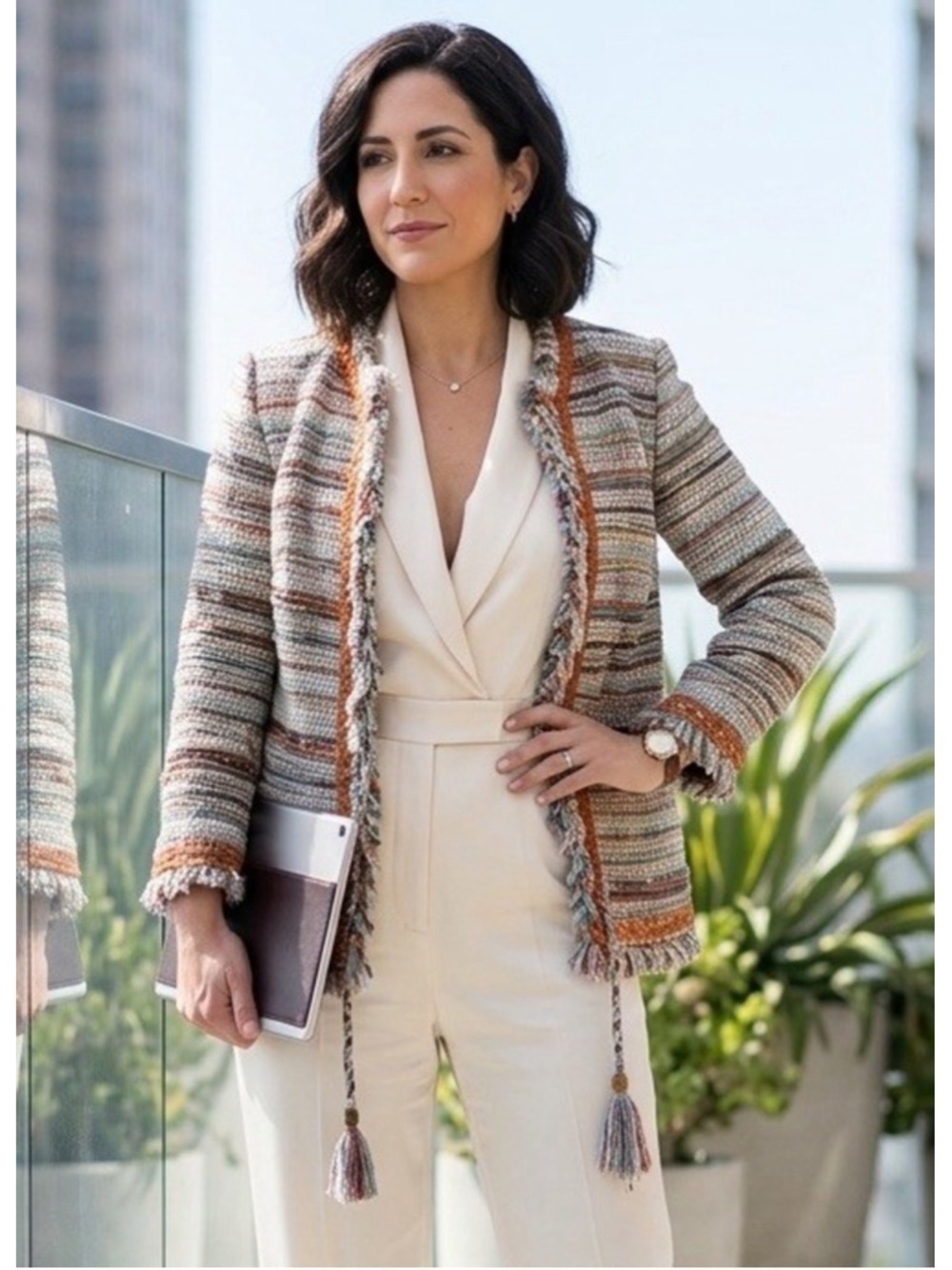 Tory Burch Abageil Multicolored Tweed Jacket Women’s Size 4 Luxury Academia Chic